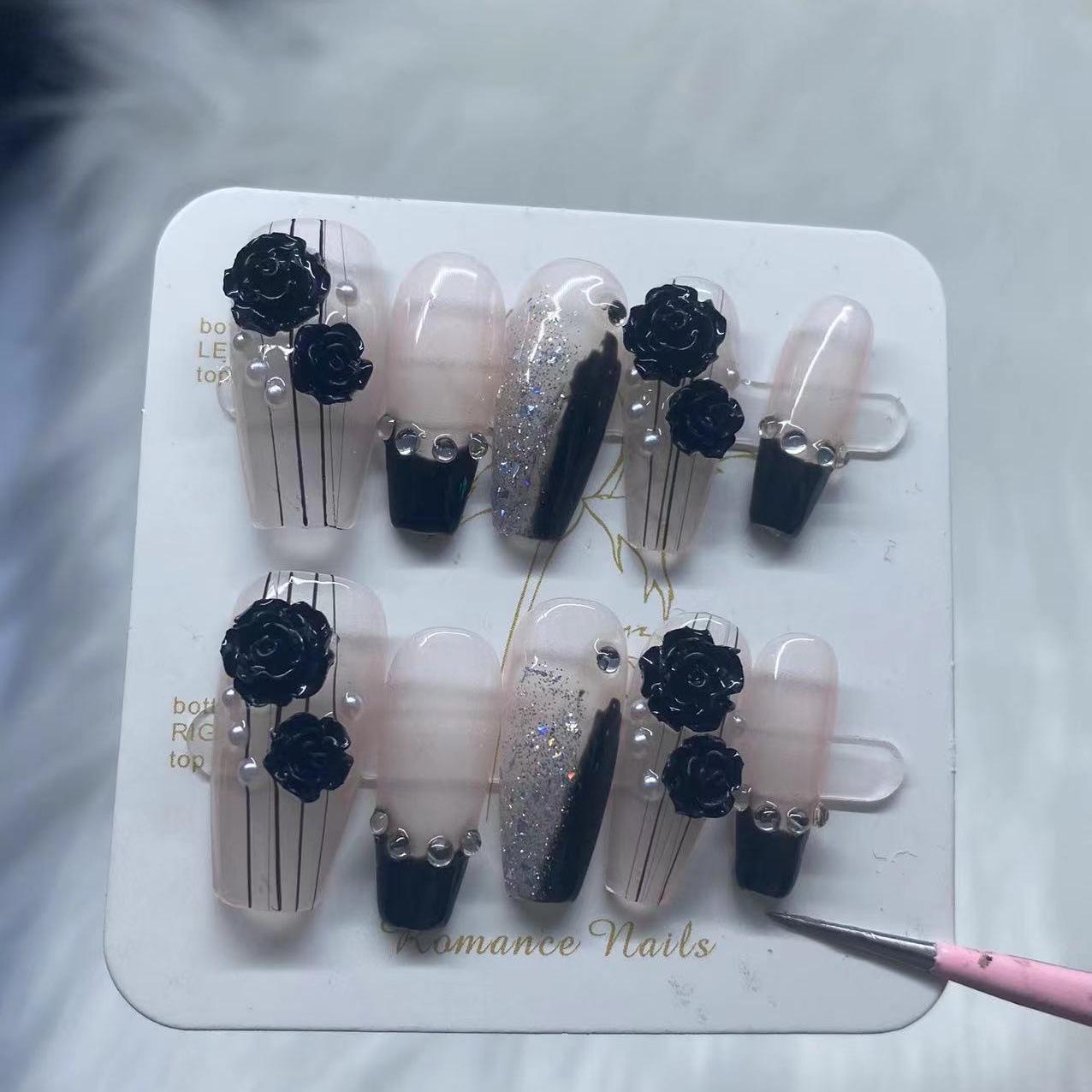 Luxury Gradient Black Camellia Butterfly Handmade Press-On Nails - Removable and Reusable False Nail Tips Medium (M)
Luxury Gradient Black Camellia Butterfly Handmade Press-On Nails - Removable and Reusable False Nail Tips Medium (M)