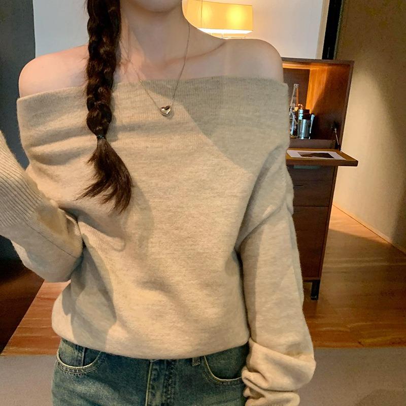 French Style Lazy Style One Shoulder Loose Knitted Bottoming Shirt for Women Autumn and Winter New Thin Off-shoulder Sweater L хакі
French Style Lazy Style One Shoulder Loose Knitted Bottoming Shirt for Women Autumn and Winter New Thin Off-shoulder Sweater L хакі