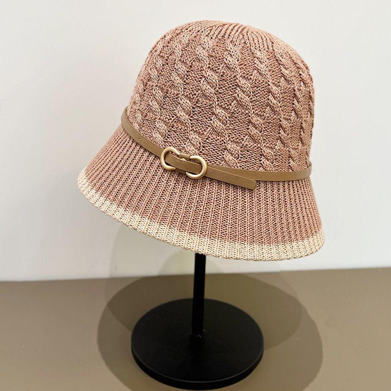 Весенне-летняя шляпа-ведро с пряжкой, женская модная шляпа-горшок с козырьком, с узором «перекрученный», дышащая дорожная шляпа от солнца ONE SIZE