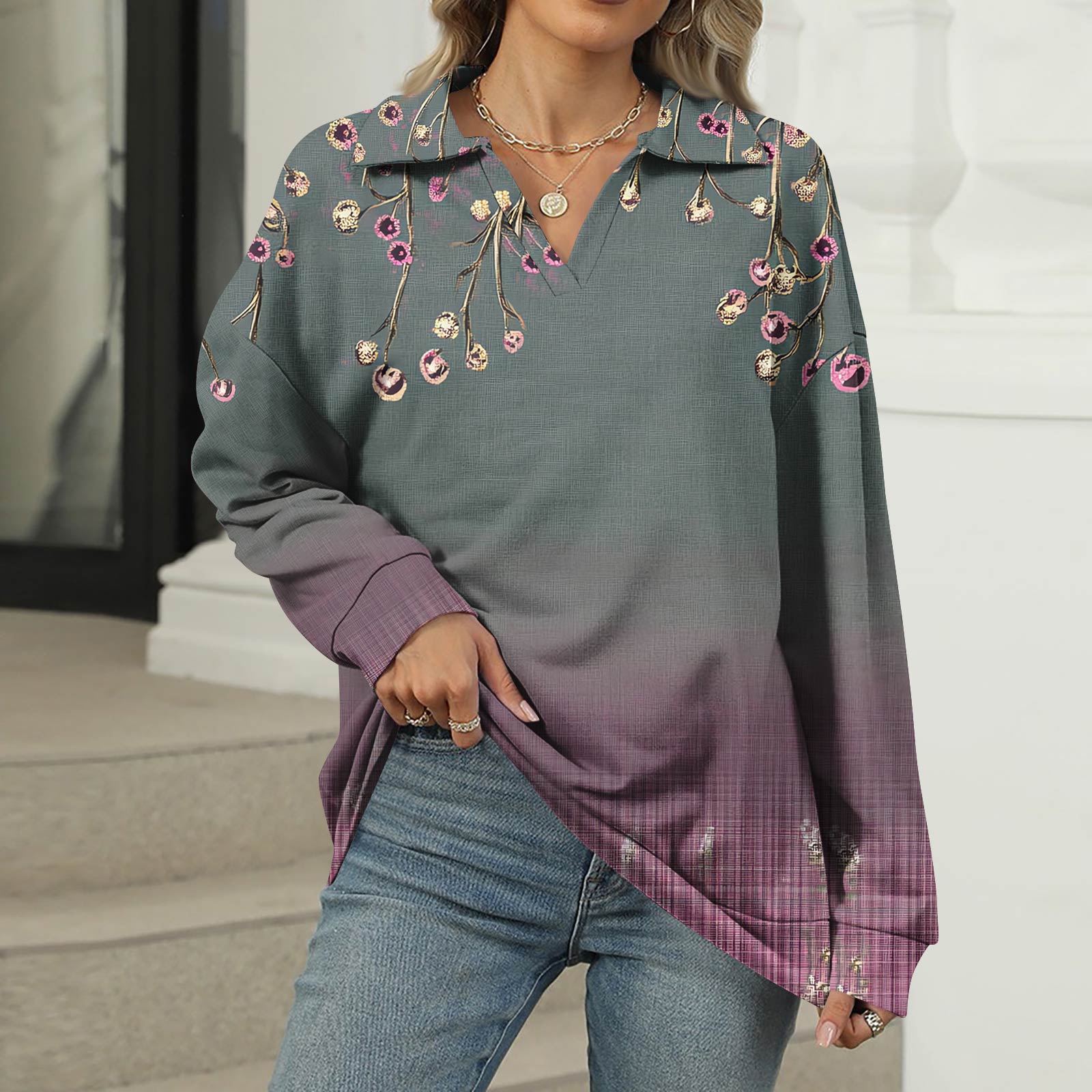 Женская летняя модная повседневная рубашка с v-образным вырезом и длинным рукавом с принтом, топ XL
Женская летняя модная повседневная рубашка с v-образным вырезом и длинным рукавом с принтом, топ XL