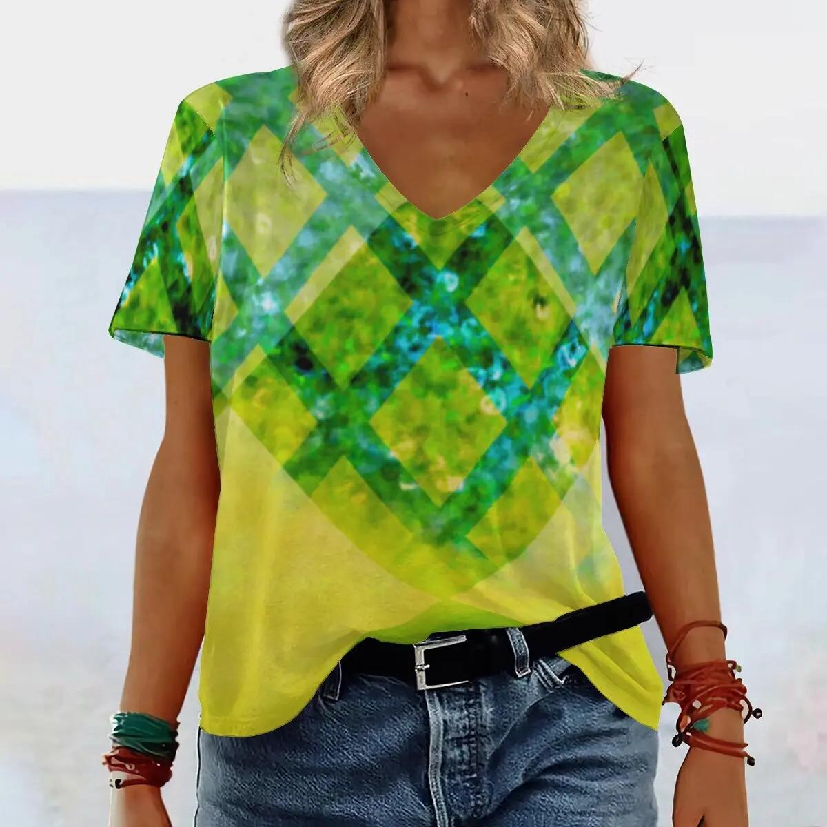 Women s V-neck Short Sleeved T-shirt Women s Casual Summer Outfit, Spliced Women s Anti-aging T-shirt 5XL
Women s V-neck Short Sleeved T-shirt Women s Casual Summer Outfit, Spliced Women s Anti-aging T-shirt 5XL