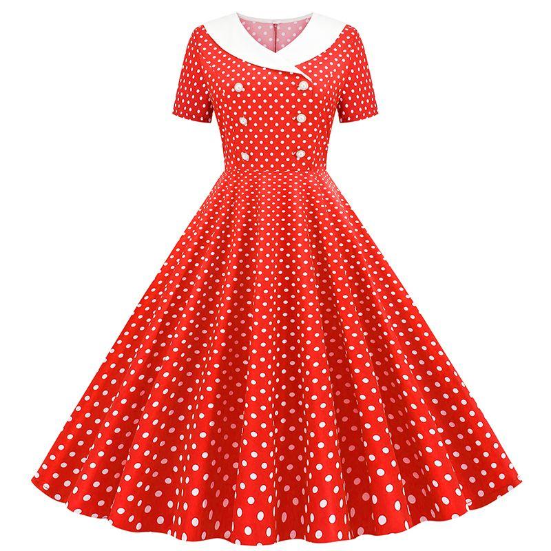 Slim Looking Polka Dot Multicolor Printing Double-Breasted Dress Red XL
Slim Looking Polka Dot Multicolor Printing Double-Breasted Dress Red XL