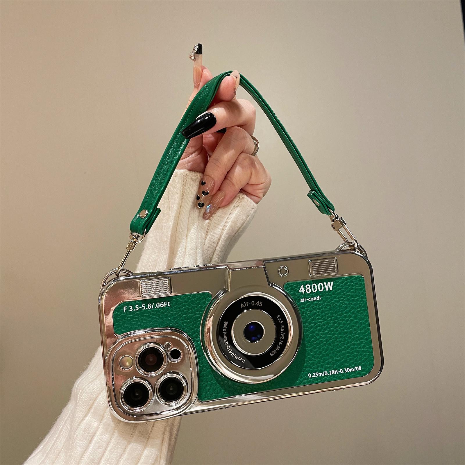 For iPhone 13 Pro Cases Camera Shaped Electroplating TPU Wholesale Phone Cover with Wrist Strap Green
For iPhone 13 Pro Cases Camera Shaped Electroplating TPU Wholesale Phone Cover with Wrist Strap Green