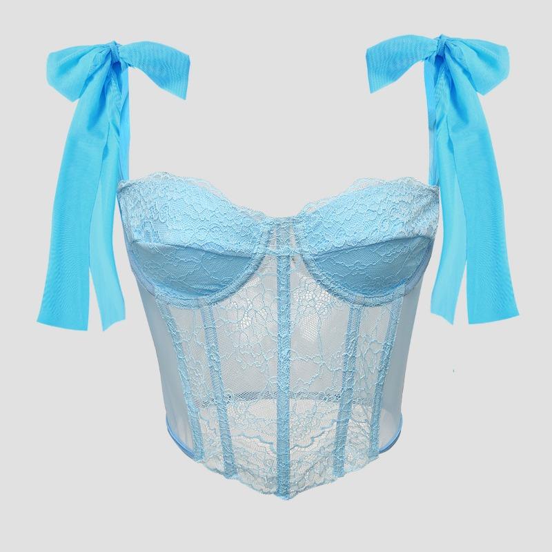 Lace Mesh Bow Strap Corset Top S синій
Lace Mesh Bow Strap Corset Top S синій