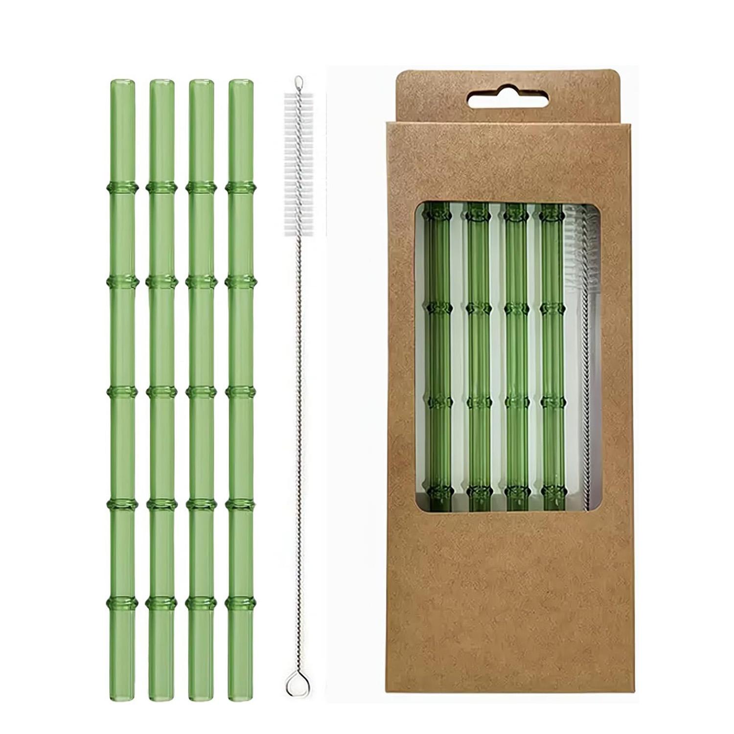 4-Pack Bamboo Reusable Glass Straws Set, Borosilicate Glass Drinking Straws with Brush for Smoothies, Coffee, Cocktails, Hot & Cold Drinks 4 pcs straight straws зелений
4-Pack Bamboo Reusable Glass Straws Set, Borosilicate Glass Drinking Straws with Brush for Smoothies, Coffee, Cocktails, Hot & Cold Drinks 4 pcs straight straws зелений