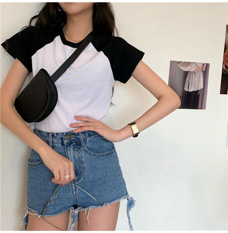 Contrasting color short-sleeved women s Korean version of high-waisted trendy ins versatile student top summer new open-button short T-shirt women XL білий
Contrasting color short-sleeved women s Korean version of high-waisted trendy ins versatile student top summer new open-button short T-shirt women XL білий