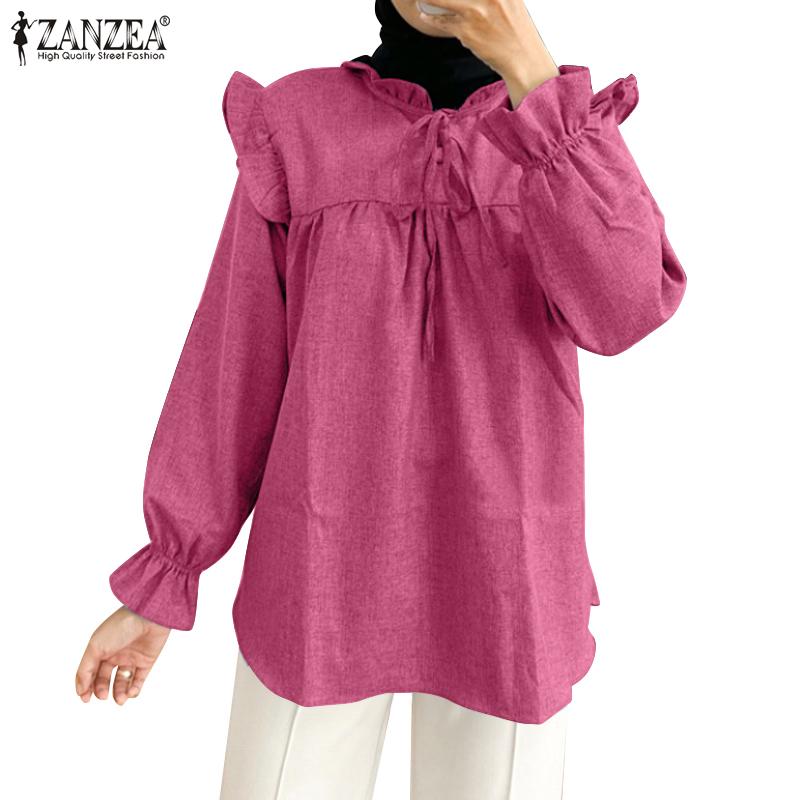 ZANZEA Женская повседневная однотонная свободная блузка с длинным рукавом и круглым вырезом
ZANZEA Женская повседневная однотонная свободная блузка с длинным рукавом и круглым вырезом