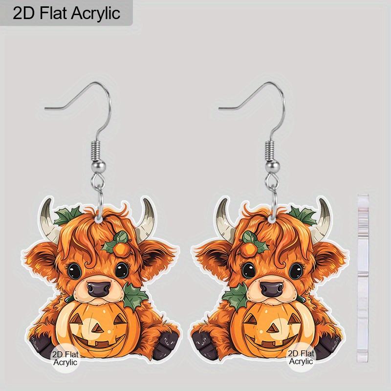 Плоские 2D серьги на Хэллоуин и День благодарения, милые акриловые серьги-подвески с изображением горного скота, животных, тыквы, праздничные украшения для вечеринок, подарки
Плоские 2D серьги на Хэллоуин и День благодарения, милые акриловые серьги-подвески с изображением горного скота, животных, тыквы, праздничные украшения для вечеринок, подарки