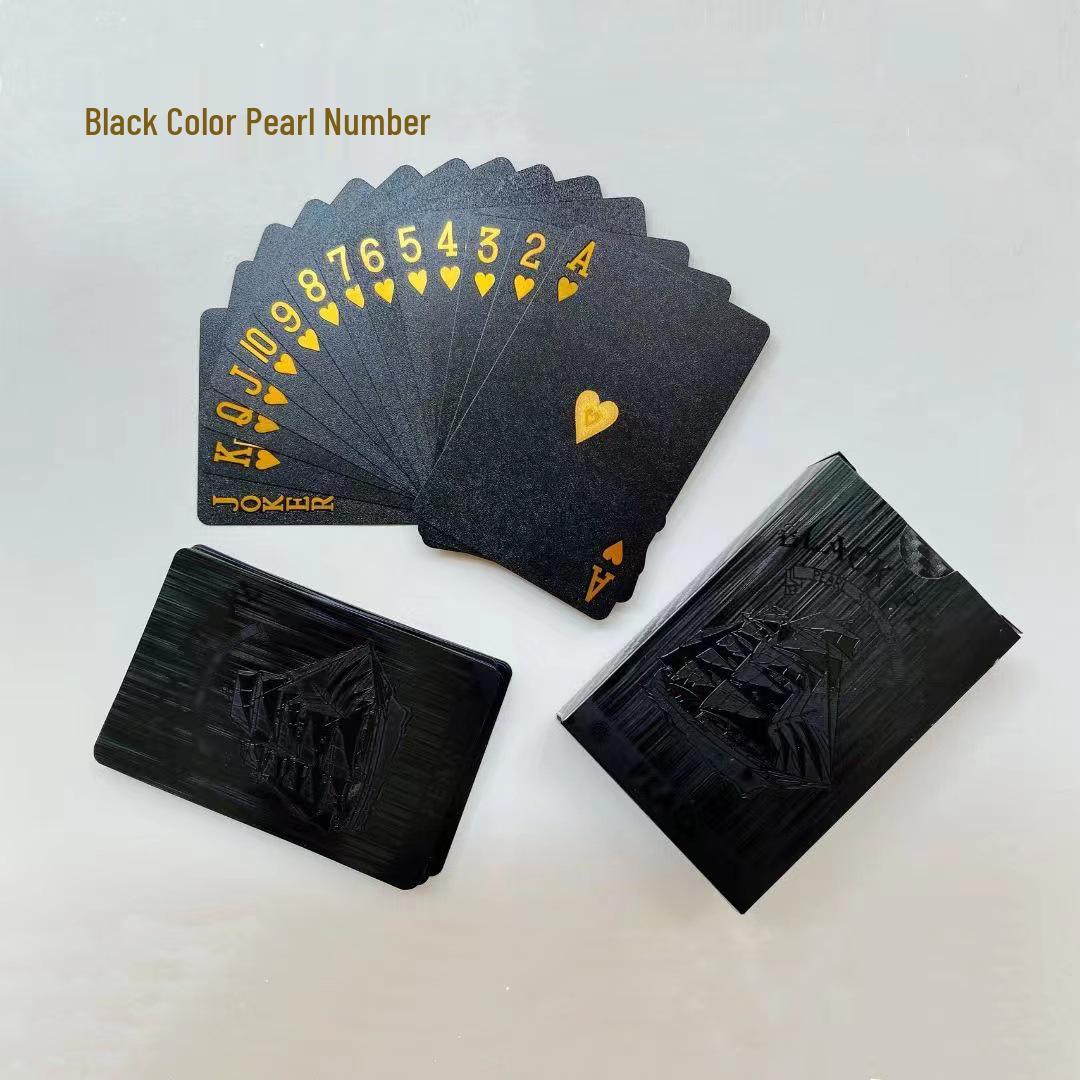 Black Playing Cards with Gold & Silver Foil - Black Rose & Black Pearl Design, Numbered PET PVC Game Cards.
Black Playing Cards with Gold & Silver Foil - Black Rose & Black Pearl Design, Numbered PET PVC Game Cards.