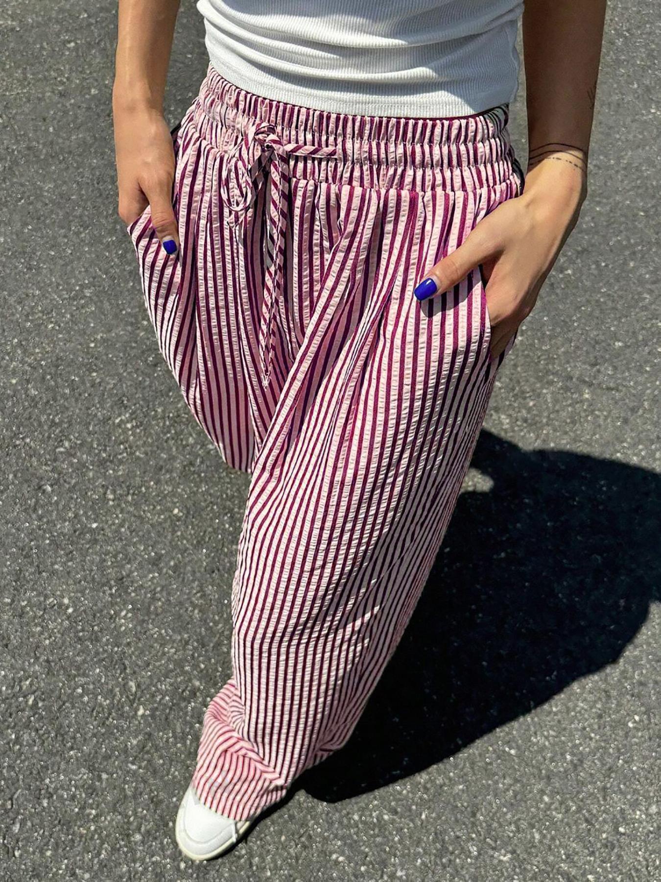 Women s Striped Drawstring Waist Wide Leg Pants Casual Loose Trousers XXL рожевий червоний колір
Women s Striped Drawstring Waist Wide Leg Pants Casual Loose Trousers XXL рожевий червоний колір