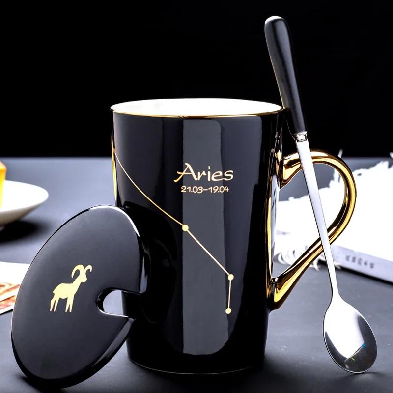 Creative Fashion Luxury White Black 12 Constellation Gold Patterned Ceramic Coffee Cup With Covered Spoon And Gold Handle As A K 301-400 ml
Creative Fashion Luxury White Black 12 Constellation Gold Patterned Ceramic Coffee Cup With Covered Spoon And Gold Handle As A K 301-400 ml