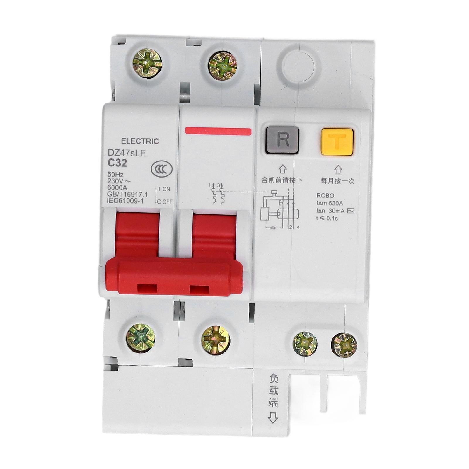 Miniature Circuit Breaker 2P DIN Rail Mount Leakage Protection Switch AC 230V 32A DZ47sLE C32
Miniature Circuit Breaker 2P DIN Rail Mount Leakage Protection Switch AC 230V 32A DZ47sLE C32