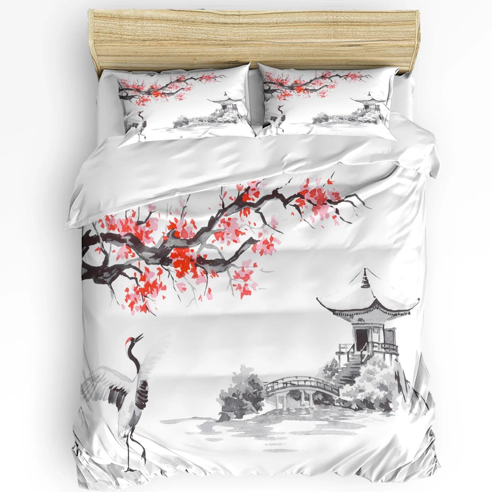 Crane Plum Tree Pavilion Ink Chinese Style 3pcs Bedding Set For Double Bed Home Textile Duvet Cover Quilt Cover Pillowcase
Crane Plum Tree Pavilion Ink Chinese Style 3pcs Bedding Set For Double Bed Home Textile Duvet Cover Quilt Cover Pillowcase
