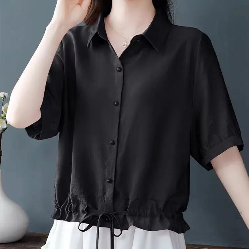 Женская летняя дизайнерская темпераментная рубашка с короткими рукавами и лацканами, повседневный топ XS
Женская летняя дизайнерская темпераментная рубашка с короткими рукавами и лацканами, повседневный топ XS