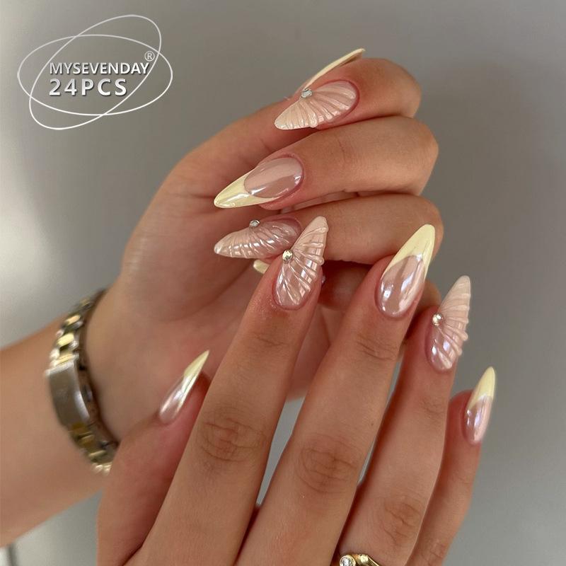 European-American French Yellow-Edge 3D Shell Nail Art Stickers - Medium Long, Removable, 24 Pieces Glue Kit
European-American French Yellow-Edge 3D Shell Nail Art Stickers - Medium Long, Removable, 24 Pieces Glue Kit