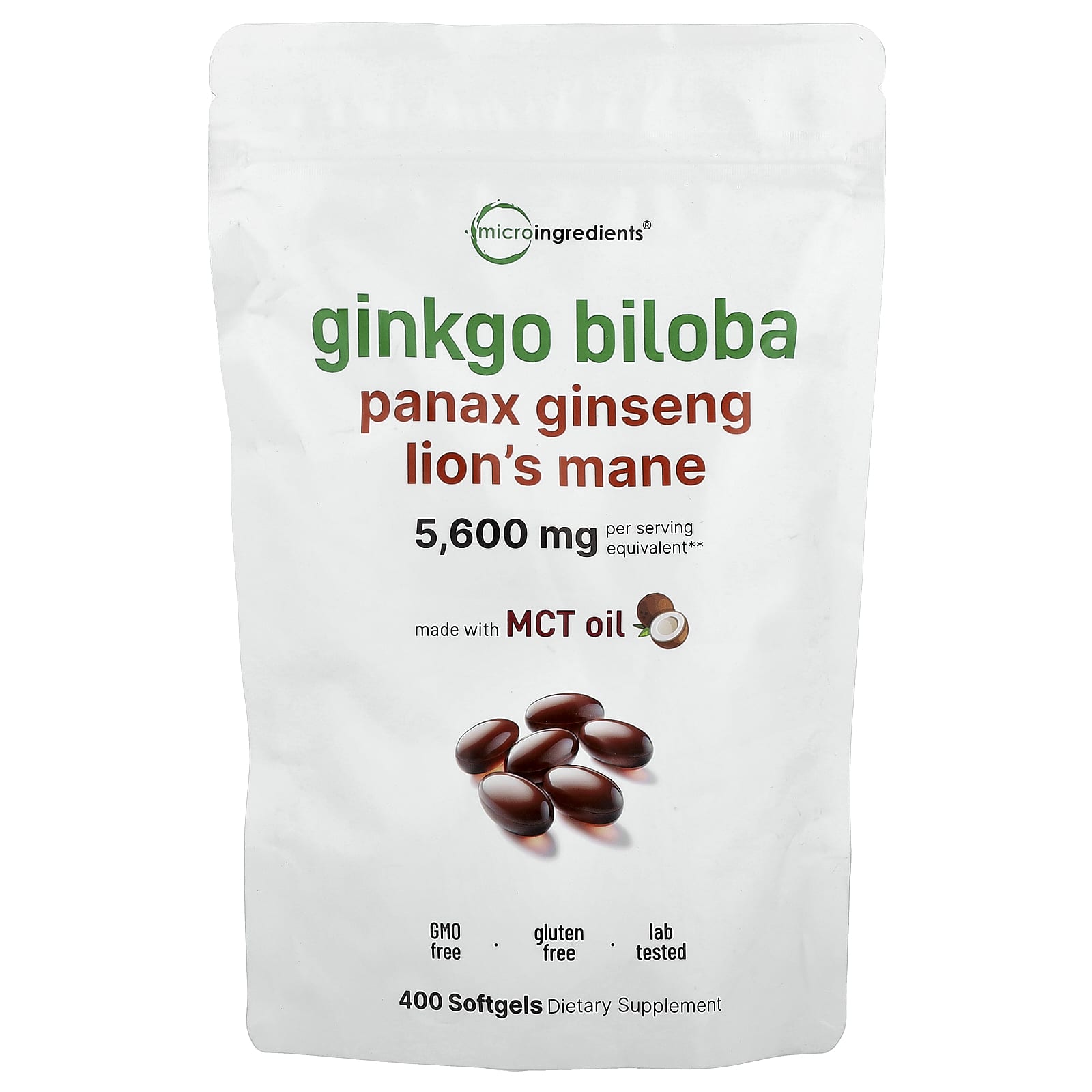 Micro Ingredients: Ginkgo Biloba, Ginseng, Hericium Antler, 400 Softgels
Micro Ingredients: Ginkgo Biloba, Ginseng, Hericium Antler, 400 Softgels