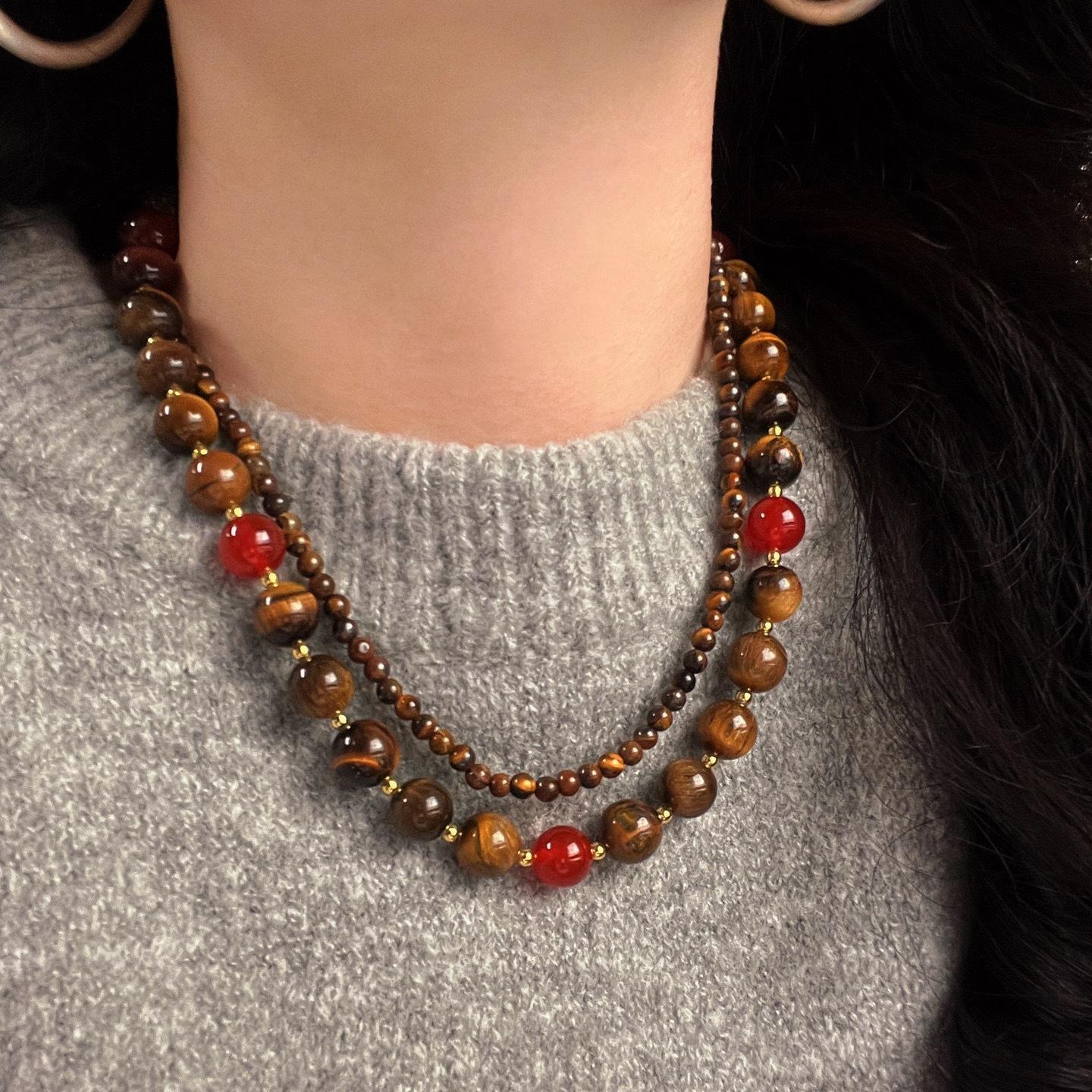 French Natural Boutique Tiger S Eye Stone Design Double-Layer Necklace Collarbone Chain Female
French Natural Boutique Tiger S Eye Stone Design Double-Layer Necklace Collarbone Chain Female