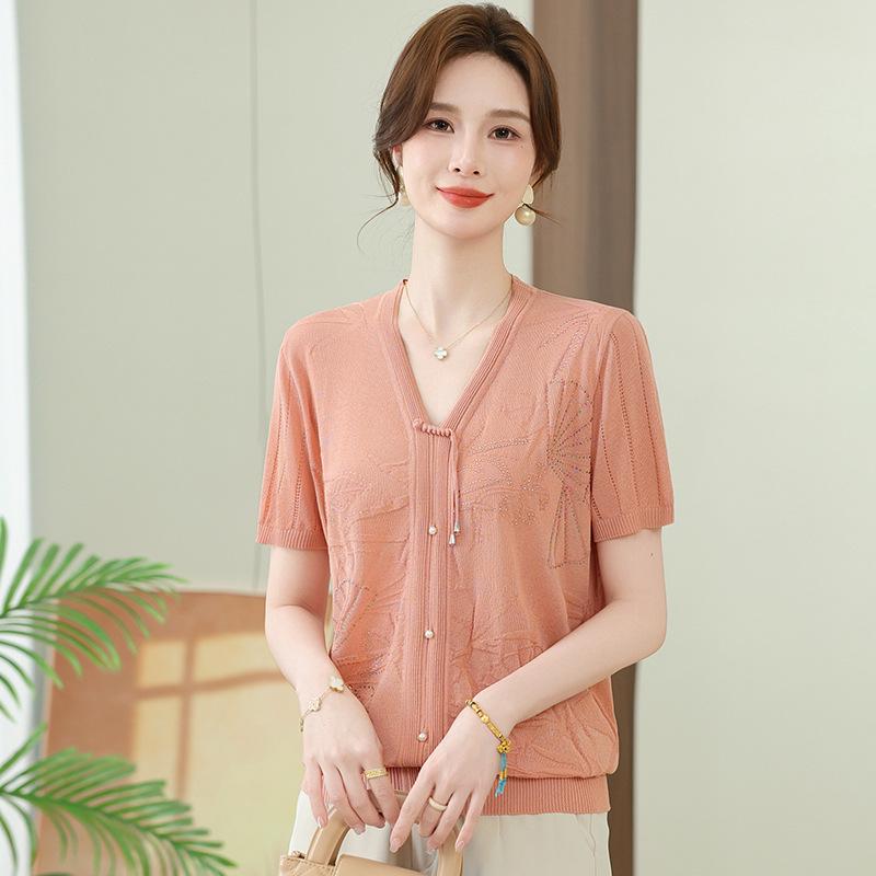 Mother s Day Summer Chinese Style Ice Silk T-shirt for Middle-aged and Elderly Women - Short Sleeve, Stylish and Fashionable. 3XL (120-135 jin) рожевий/персиковий
Mother s Day Summer Chinese Style Ice Silk T-shirt for Middle-aged and Elderly Women - Short Sleeve, Stylish and Fashionable. 3XL (120-135 jin) рожевий/персиковий