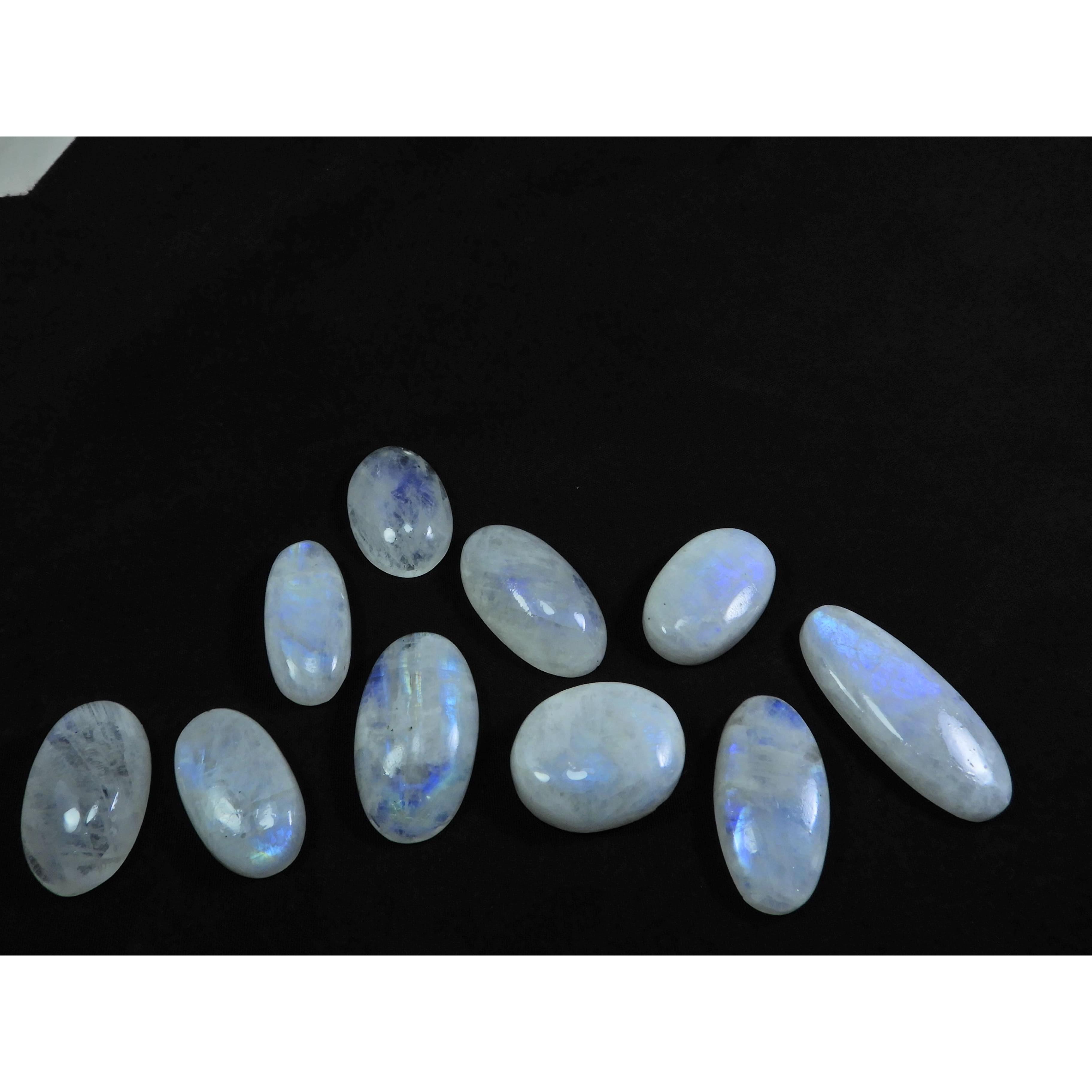 13X22-13X32MM Natural Rainbow Moonstone Oval Cabochon 10Pcs Gemstone 222Cts. C-05 
13X22-13X32MM Natural Rainbow Moonstone Oval Cabochon 10Pcs Gemstone 222Cts. C-05