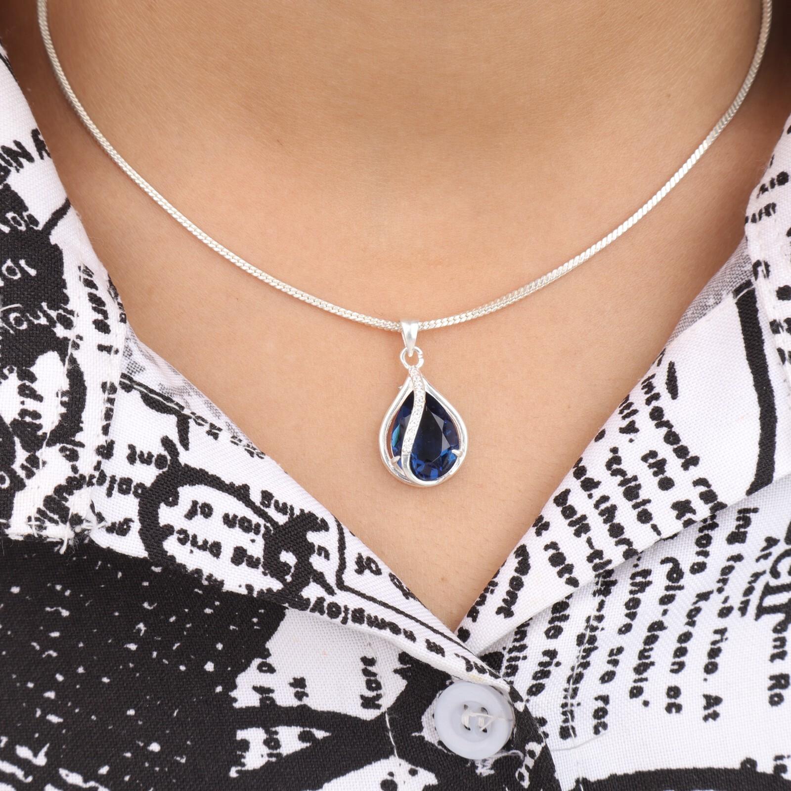 London Blue Topaz Gemstone Zircon Pendant 925 Fine Silver Jewelry Gift For Wife CZP-7-1
London Blue Topaz Gemstone Zircon Pendant 925 Fine Silver Jewelry Gift For Wife CZP-7-1