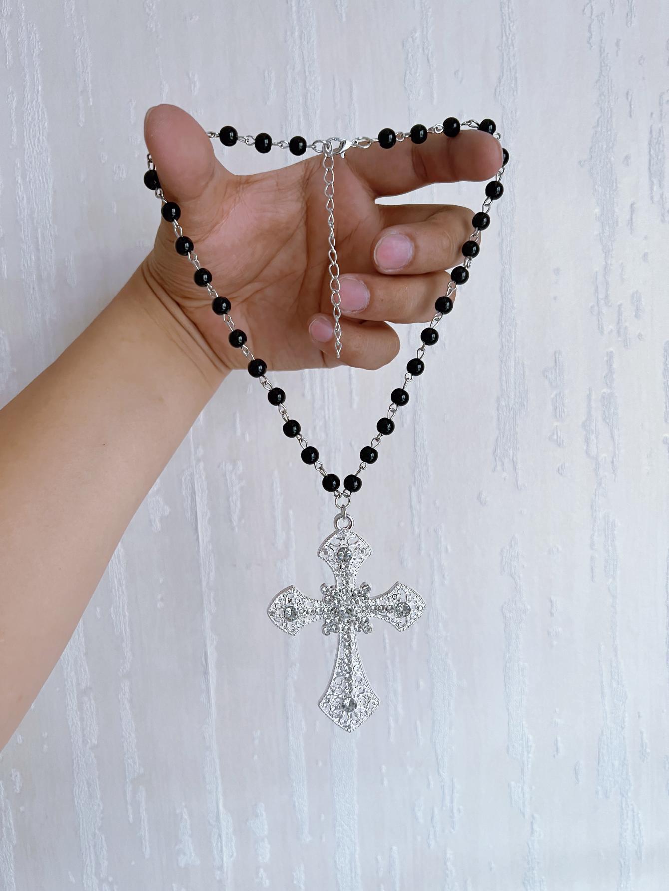 Personality Luxury Shiny Rhinestone Large Silver Color Cross Pendant Necklace Imitation Pearl Chain for Women Punk Jewelry Gifts
Personality Luxury Shiny Rhinestone Large Silver Color Cross Pendant Necklace Imitation Pearl Chain for Women Punk Jewelry Gifts