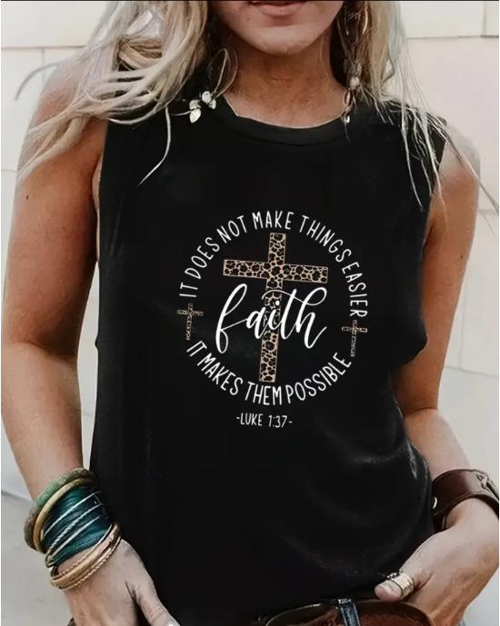 Майка-топ с круглым вырезом и принтом Faith Plus Size, повседневная майка без рукавов на лето, женская одежда больших размеров 1XL чёрный
Майка-топ с круглым вырезом и принтом Faith Plus Size, повседневная майка без рукавов на лето, женская одежда больших размеров 1XL чёрный