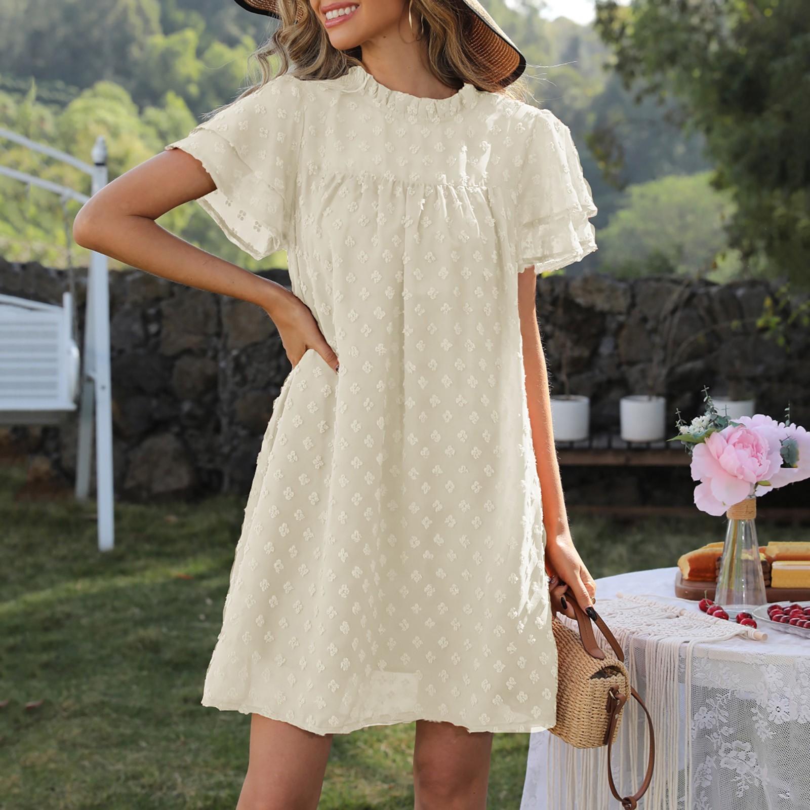 Женские модные повседневные однотонные платья с круглым вырезом и небольшими шариками, двухслойные платья с короткими рукавами L
Женские модные повседневные однотонные платья с круглым вырезом и небольшими шариками, двухслойные платья с короткими рукавами L