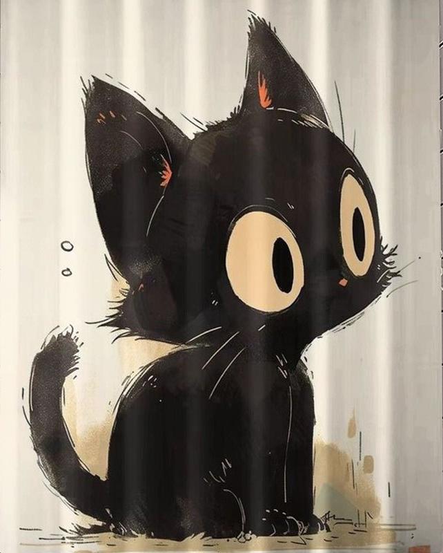 Cute Black Cat Shower Curtain, Waterproof And Mildew-Resistant For Adorable And Whimsical Bathroom Decor, Durable Design W60H190(CM)-1 Pcs
Cute Black Cat Shower Curtain, Waterproof And Mildew-Resistant For Adorable And Whimsical Bathroom Decor, Durable Design W60H190(CM)-1 Pcs
