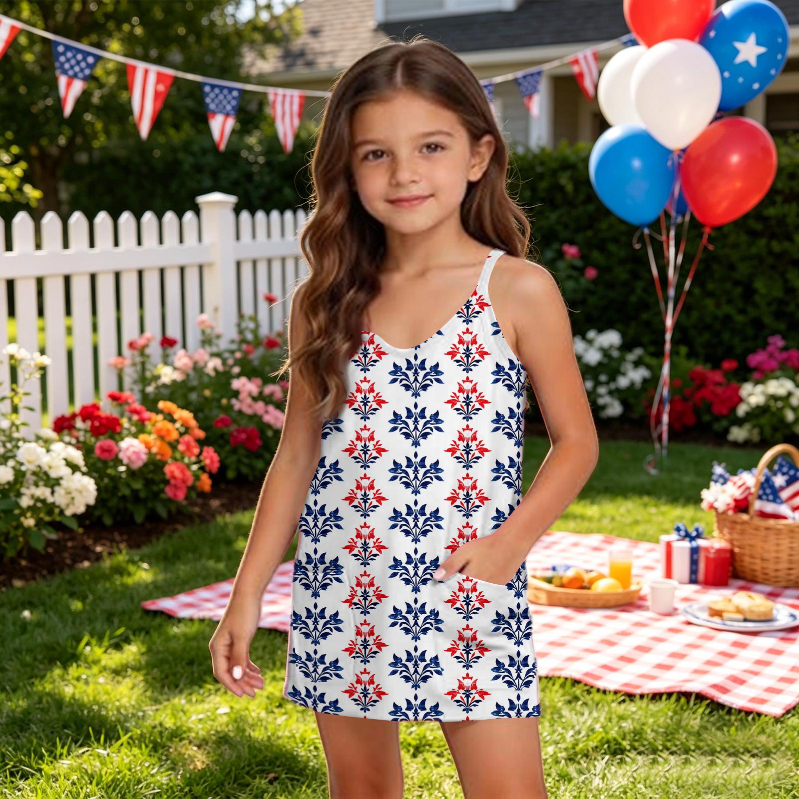 Girls Summer V Neck Romper Sleeveless One Piece Outfit with Pockets and Shorts Suitable for Independence Day 140 Кіновар
Girls Summer V Neck Romper Sleeveless One Piece Outfit with Pockets and Shorts Suitable for Independence Day 140 Кіновар