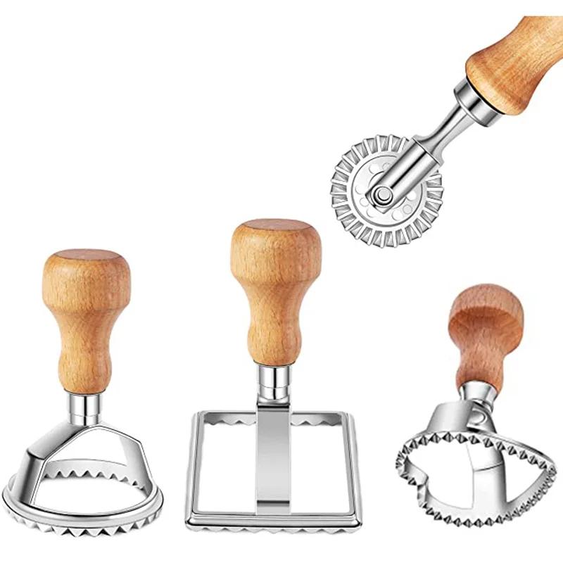 4/5Pcs Ravioli Stamp Maker Cutter Roller Wheel Set Cookie Mold with Wooden Handle Fluted Edge Pasta Press Kitchen Tools
4/5Pcs Ravioli Stamp Maker Cutter Roller Wheel Set Cookie Mold with Wooden Handle Fluted Edge Pasta Press Kitchen Tools