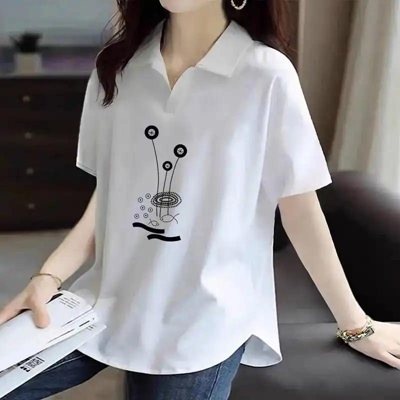 Plus Size Women s Short-sleeved T-shirt Women s Summer New Casual Fashion Loose Foreign Style Lapel Top XL білий
Plus Size Women s Short-sleeved T-shirt Women s Summer New Casual Fashion Loose Foreign Style Lapel Top XL білий