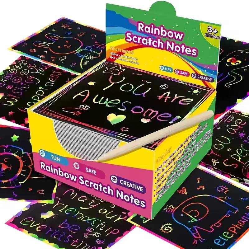 100Pcs DIY Rainbow Color Scratch Art Paper Card Set With Graffiti Stencil Drawing Board Stick Art Painting Educational Toys Gift
100Pcs DIY Rainbow Color Scratch Art Paper Card Set With Graffiti Stencil Drawing Board Stick Art Painting Educational Toys Gift