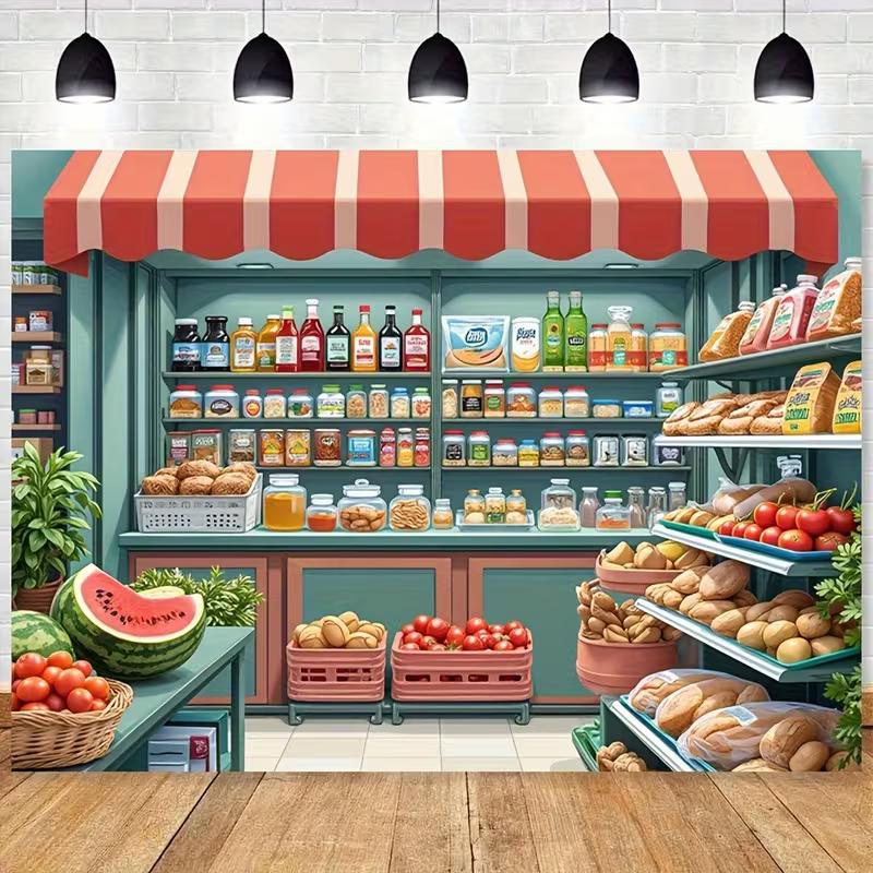 2D Grocery Market Backdrop Cartoon Store with Fresh Food Banner for Kids Role Play & Birthday Party Decoration 47.2x31.5inch/120*80cm
2D Grocery Market Backdrop Cartoon Store with Fresh Food Banner for Kids Role Play & Birthday Party Decoration 47.2x31.5inch/120*80cm
