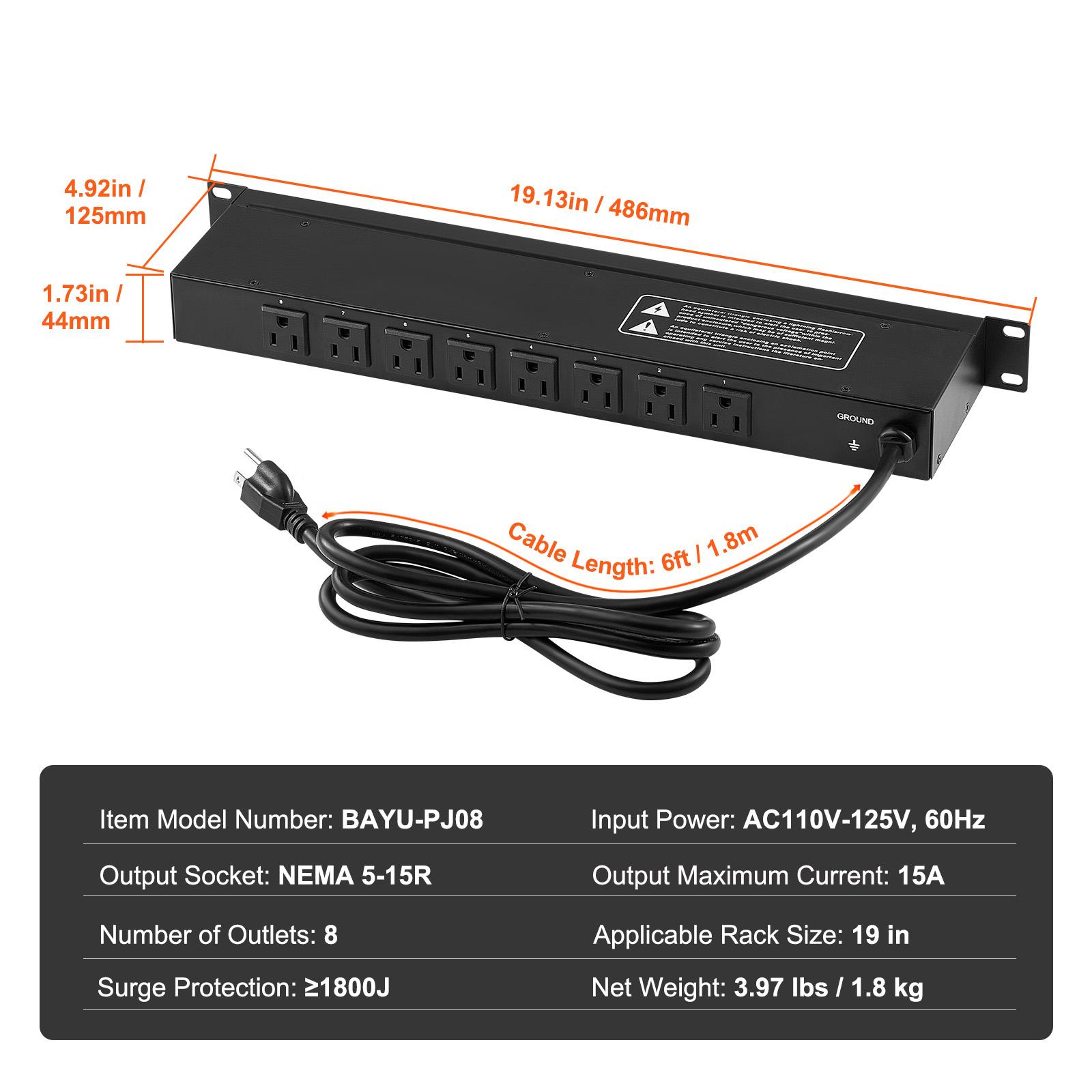 SucceBuy 1U PDU 8/10/12 Outlets 110-125V/15A Rack Mount Strip Power Fits Standard 19 Server Racks Ideal for Home and Office Integrated Switch 8
SucceBuy 1U PDU 8/10/12 Outlets 110-125V/15A Rack Mount Strip Power Fits Standard 19 Server Racks Ideal for Home and Office Integrated Switch 8