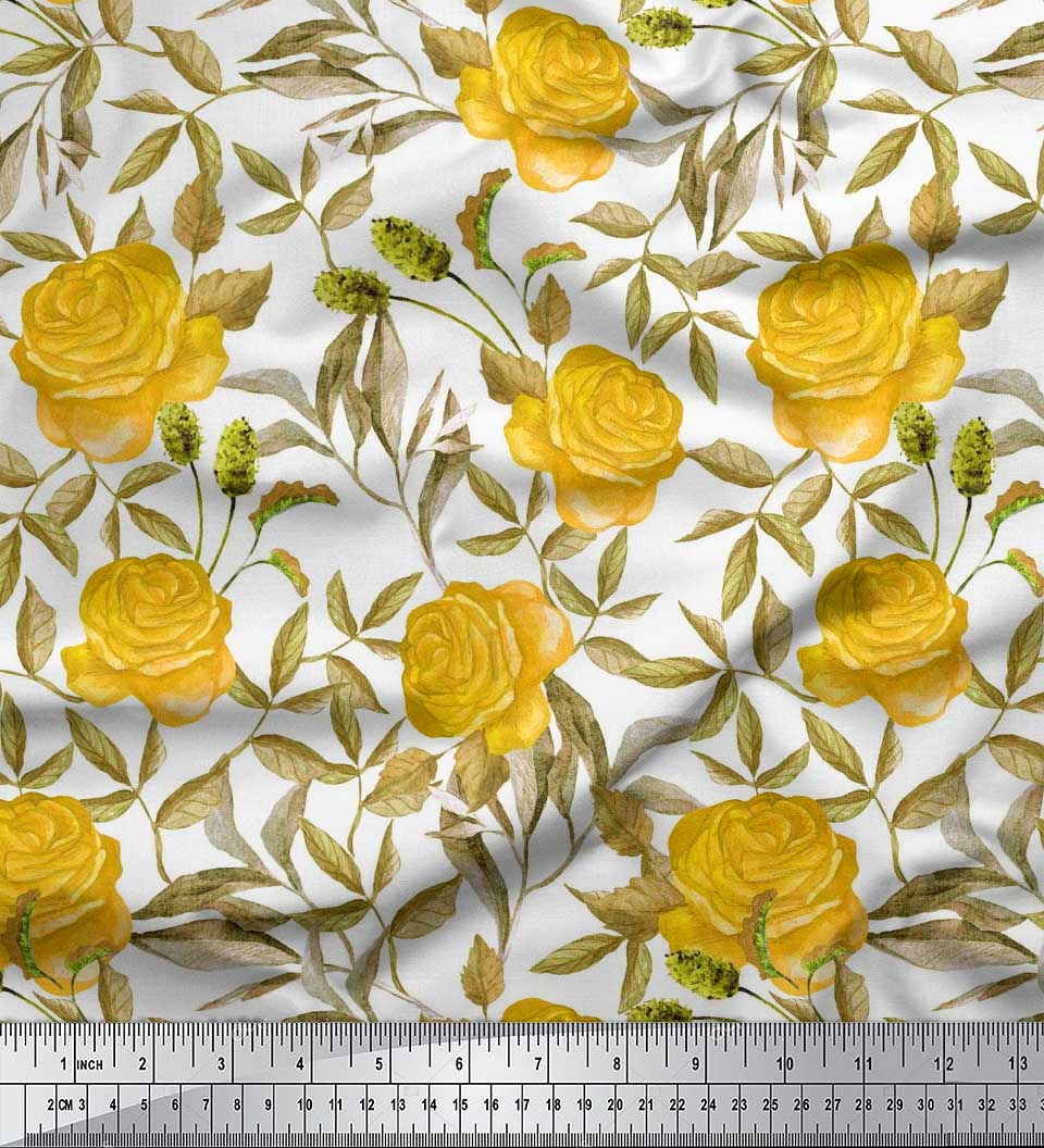 Тканина Soimoi Japan Crepe Satin Leaves & Rose Flower Print Тканина на метри 42 дюйма 42 Inch Wide - Poly Crepe жовтий
Тканина Soimoi Japan Crepe Satin Leaves & Rose Flower Print Тканина на метри 42 дюйма 42 Inch Wide - Poly Crepe жовтий