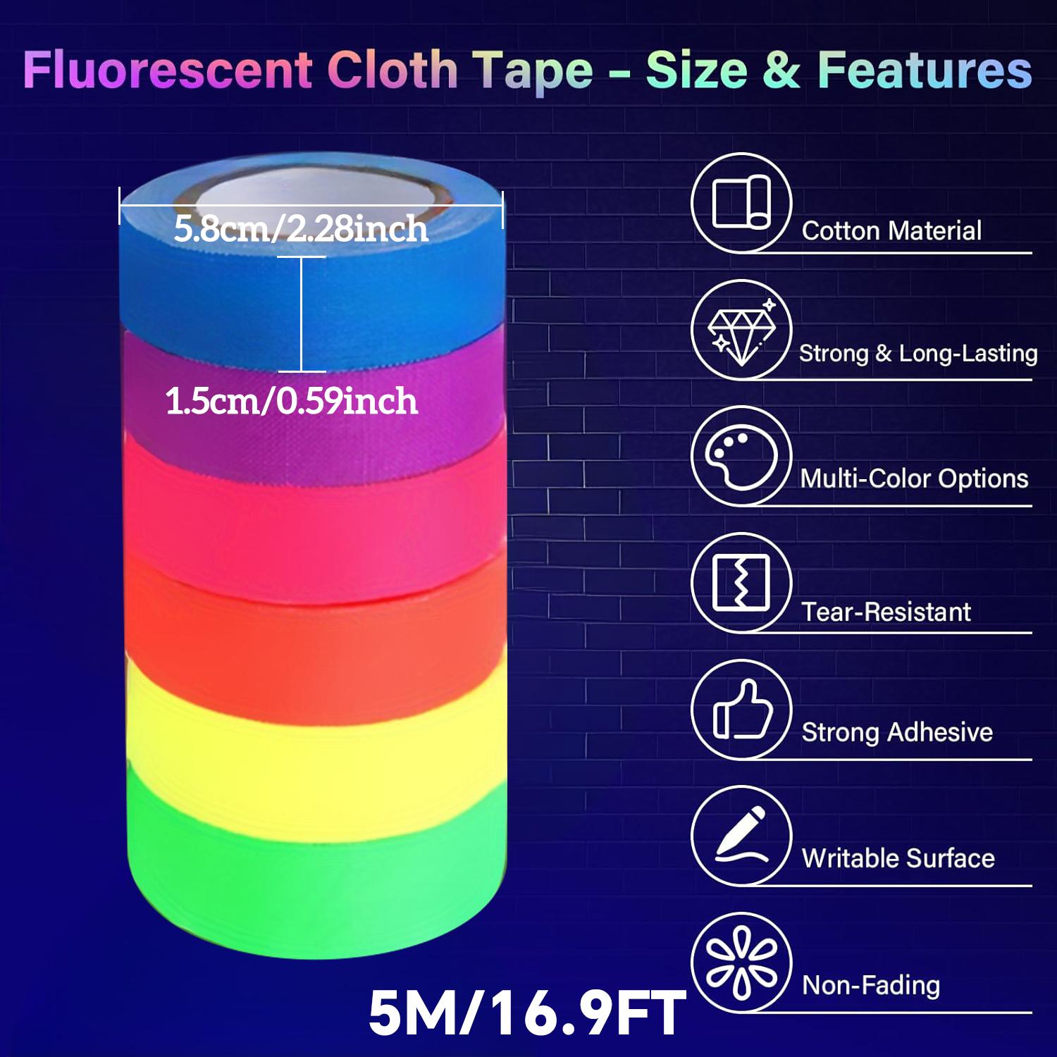 UV Glow Cotton Tape Neon Gaffer Safety Masking Warning Fluorescent Self-Adhesive Wedding Party Home Decoration 6pcs Floors Stage 15mmx5mx6color
UV Glow Cotton Tape Neon Gaffer Safety Masking Warning Fluorescent Self-Adhesive Wedding Party Home Decoration 6pcs Floors Stage 15mmx5mx6color