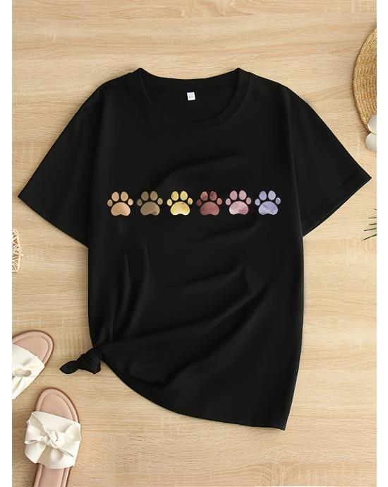 Plus Size Colorful Claw Print T-Shirt, Casual Short Sleeve Top For Spring & Summer, Women s Plus Size Clothing 1XL чёрный
Plus Size Colorful Claw Print T-Shirt, Casual Short Sleeve Top For Spring & Summer, Women s Plus Size Clothing 1XL чёрный