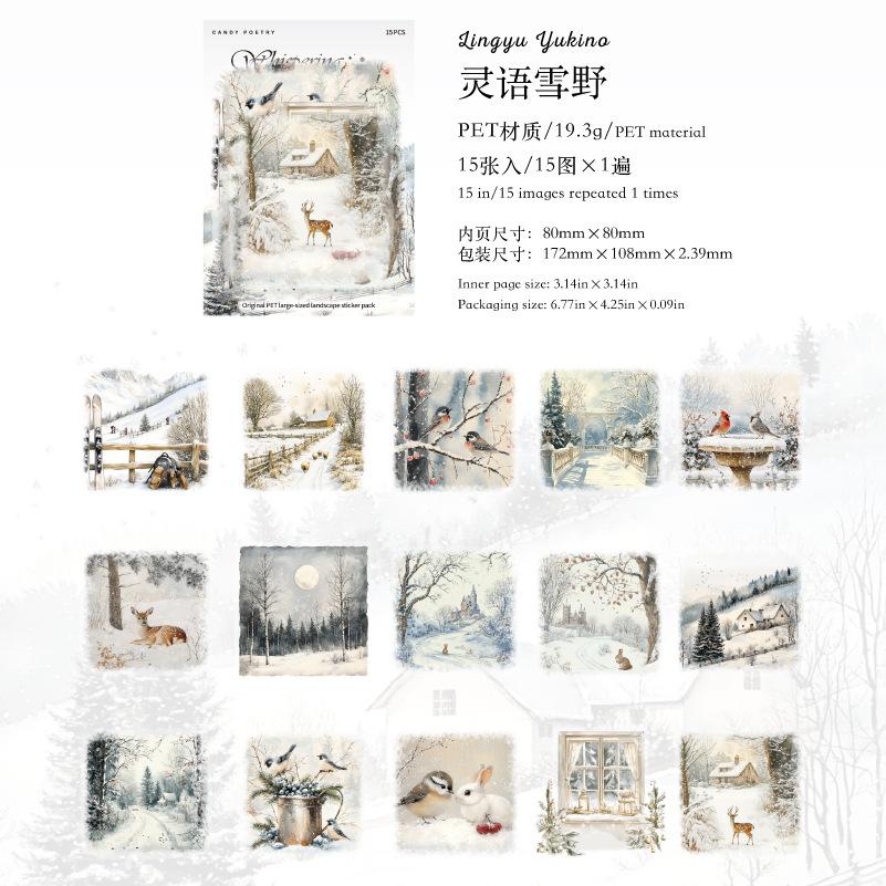 15 Sheets Winter Snow Scene Sticker Pack No-Repeat Designs For Hand Account Embellishment
15 Sheets Winter Snow Scene Sticker Pack No-Repeat Designs For Hand Account Embellishment