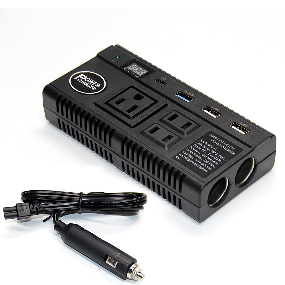 Inverter 24V 12V Car Inverter 120W Cigarette Socket Outlet USB Type-C Port Car Power Source Converts DC12V/24V to AC AC110V Camping Car Sleeping
Inverter 24V 12V Car Inverter 120W Cigarette Socket Outlet USB Type-C Port Car Power Source Converts DC12V/24V to AC AC110V Camping Car Sleeping