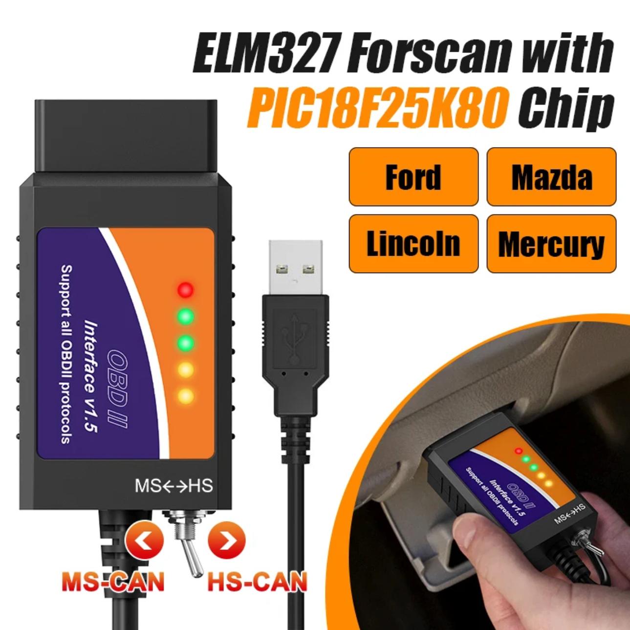 FORscan ELM 327 OBD2 Diagnostic Scanner USB V1.5 HS/MS CAN Switch For Ford Vehicles Code Reader чорний
FORscan ELM 327 OBD2 Diagnostic Scanner USB V1.5 HS/MS CAN Switch For Ford Vehicles Code Reader чорний