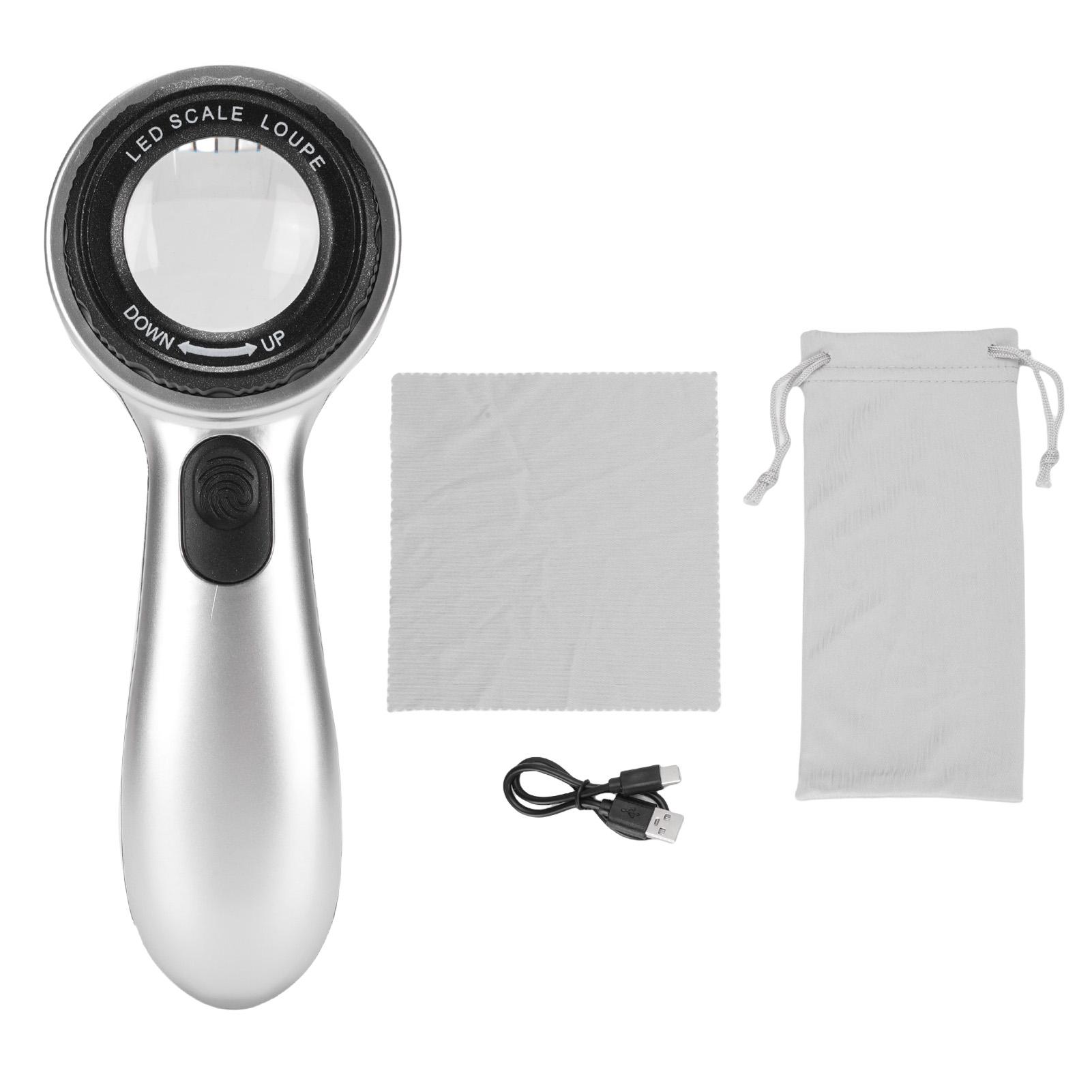 30X Handheld Magnifier LED Lighted Rechargeable Magnifying Glass for Jewelry Calligraphy Inspection
30X Handheld Magnifier LED Lighted Rechargeable Magnifying Glass for Jewelry Calligraphy Inspection