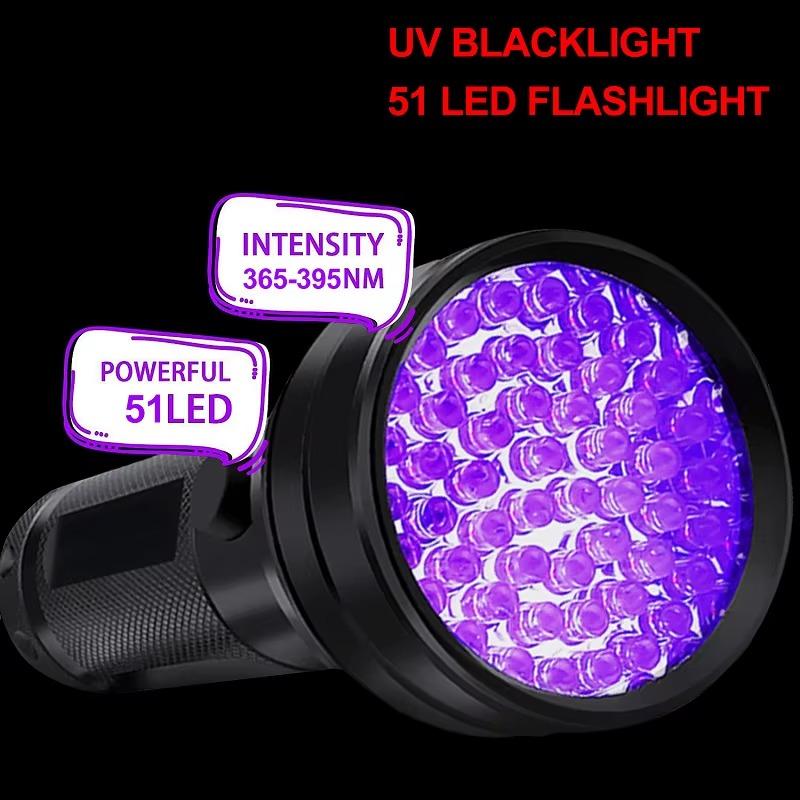 51 LED UV Flashlight Black Light - Portable flashlight for detecting pet urine, scorpions, and human body painting black&AA
51 LED UV Flashlight Black Light - Portable flashlight for detecting pet urine, scorpions, and human body painting black&AA