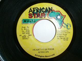 7inch Record AFRICAN - Heart Fi Di Poor NONE African Star Mu 1995 Jamaica Reggae, Ska & Dub Used
7inch Record AFRICAN - Heart Fi Di Poor NONE African Star Mu 1995 Jamaica Reggae, Ska & Dub Used