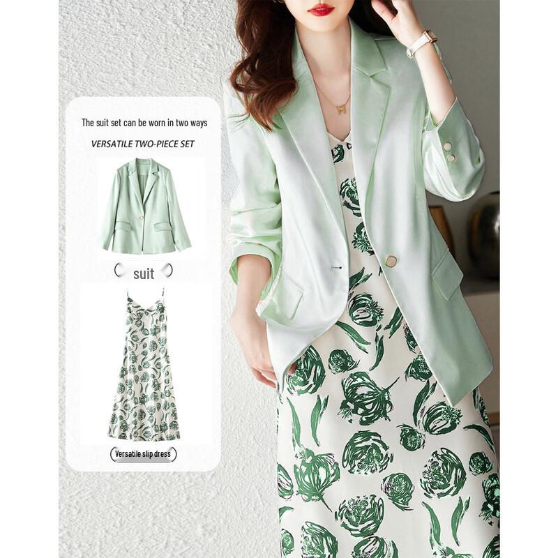 Women s Lapel Long-Sleeve Top & Floral Suspender Dress Set S
Women s Lapel Long-Sleeve Top & Floral Suspender Dress Set S