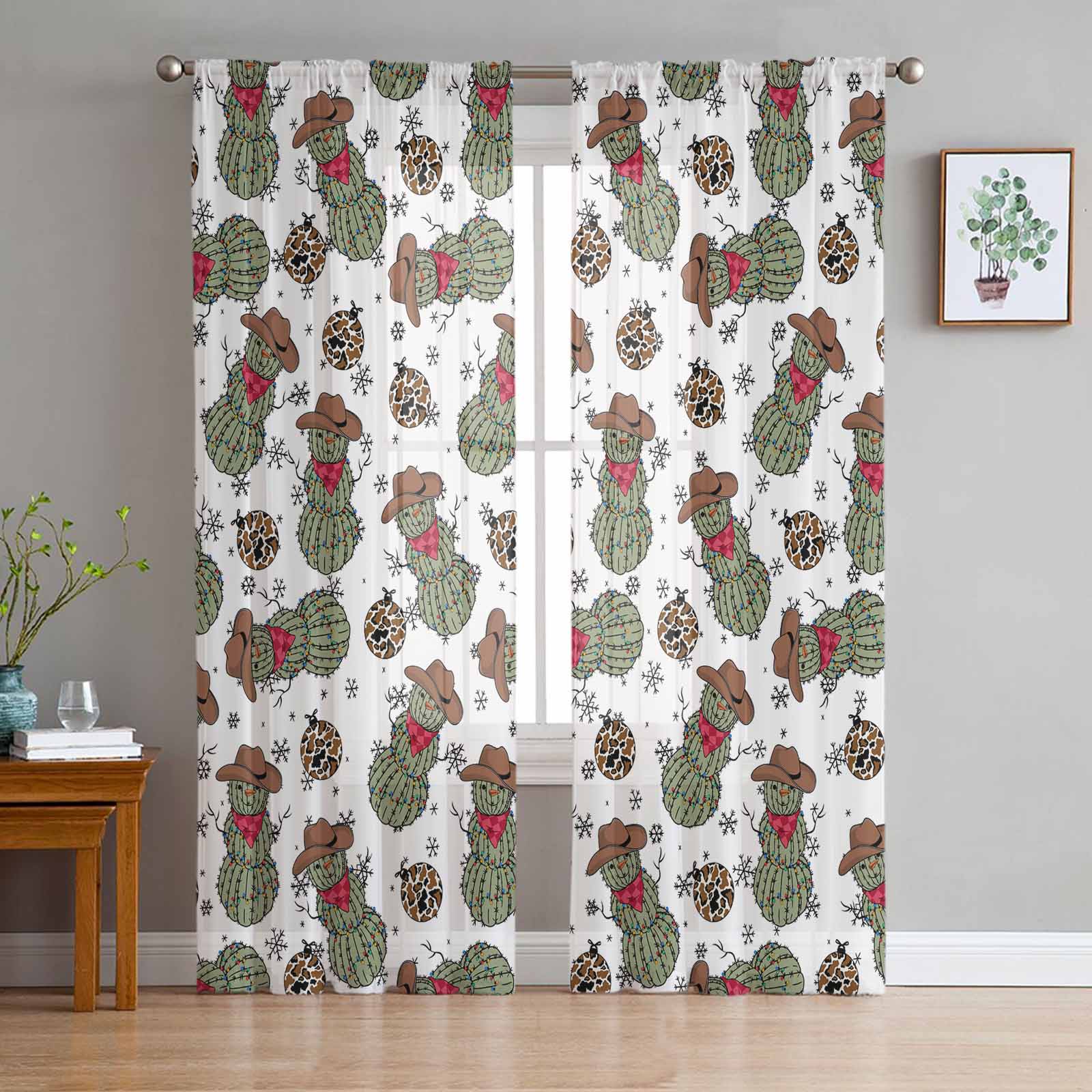 Christmas Cowboy Cactus Curtains For Living Room Bedroom Home Decoration Window Voile Tulle Curtain Drapes W135 x H114cm
Christmas Cowboy Cactus Curtains For Living Room Bedroom Home Decoration Window Voile Tulle Curtain Drapes W135 x H114cm