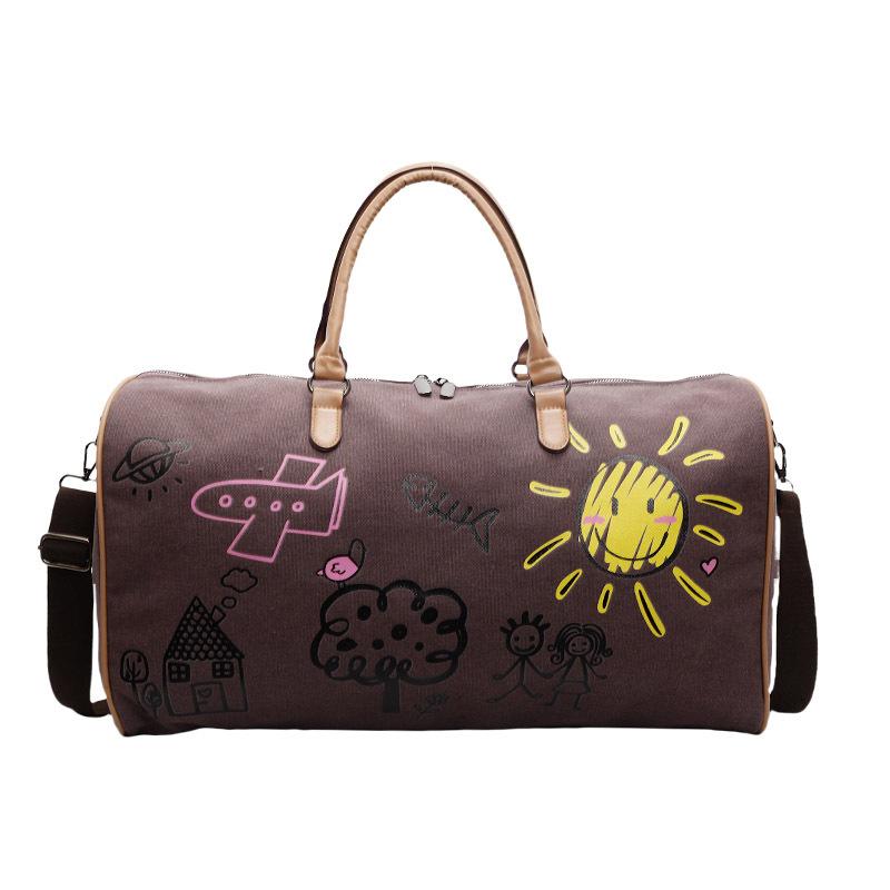 Холщовая дорожная сумка для женщин большой вместимости, модная студенческая сумка для хранения в общежитии, женская дорожная ручная кладь, сумка для ручной клади коричневый