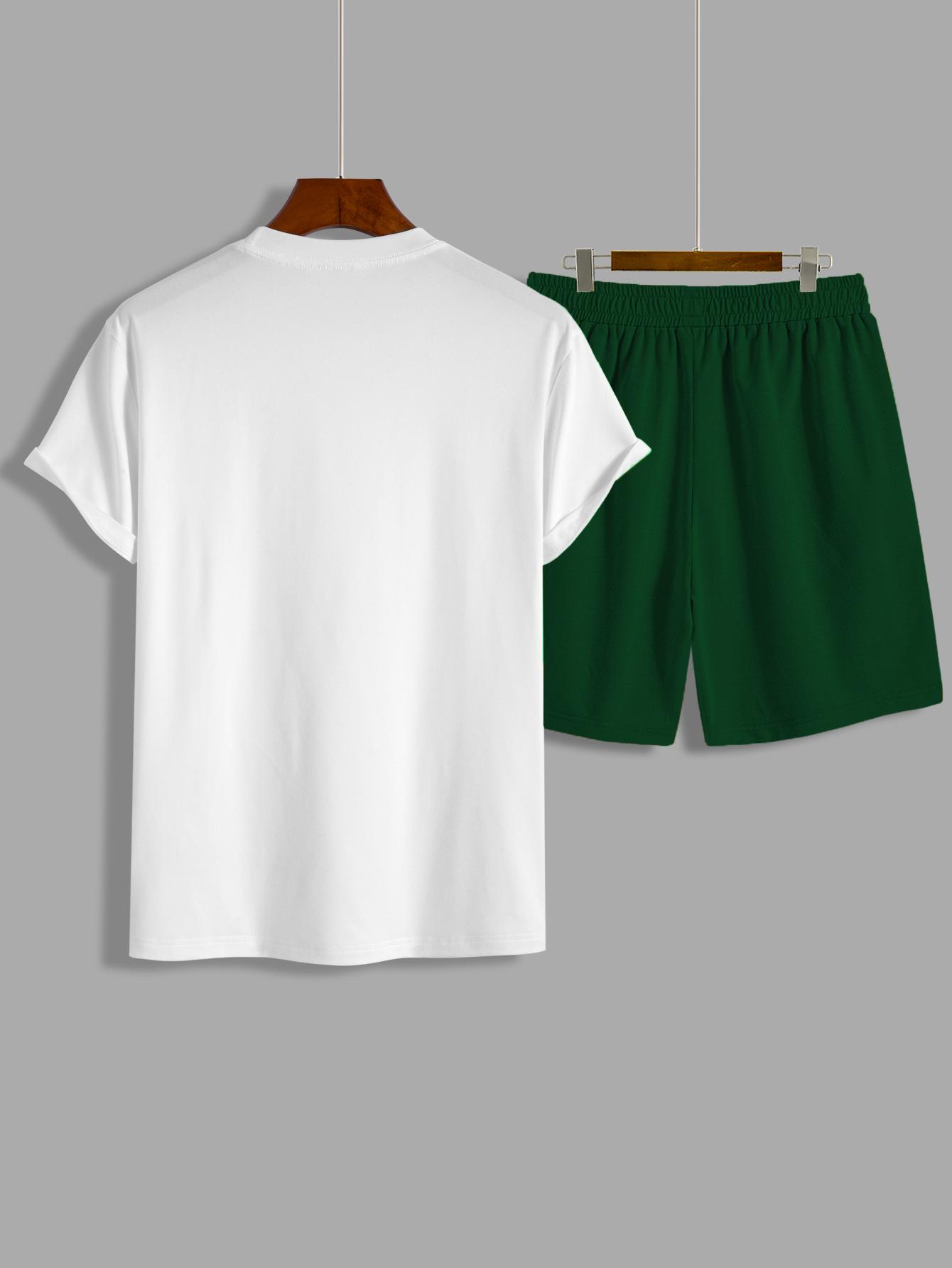 Летний мужской костюм с короткими рукавами, простая приталенная футболка с принтом в виде букв и шорты с таким же принтом, комплект из двух предметов L
Летний мужской костюм с короткими рукавами, простая приталенная футболка с принтом в виде букв и шорты с таким же принтом, комплект из двух предметов L