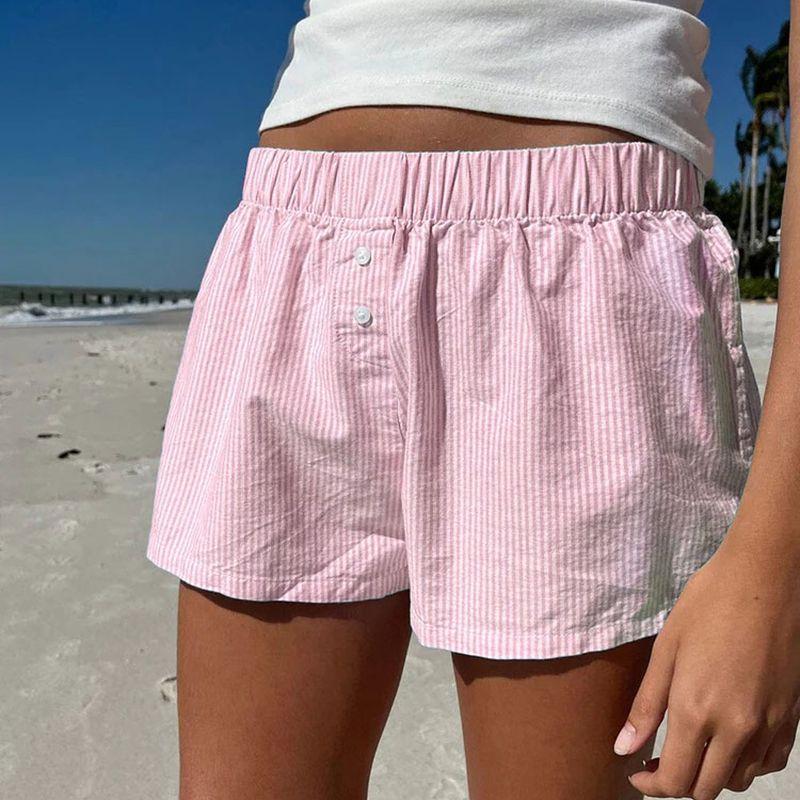 British Two-Button Blue and White Stripes Low Waist Casual Shorts Light pink L
British Two-Button Blue and White Stripes Low Waist Casual Shorts Light pink L