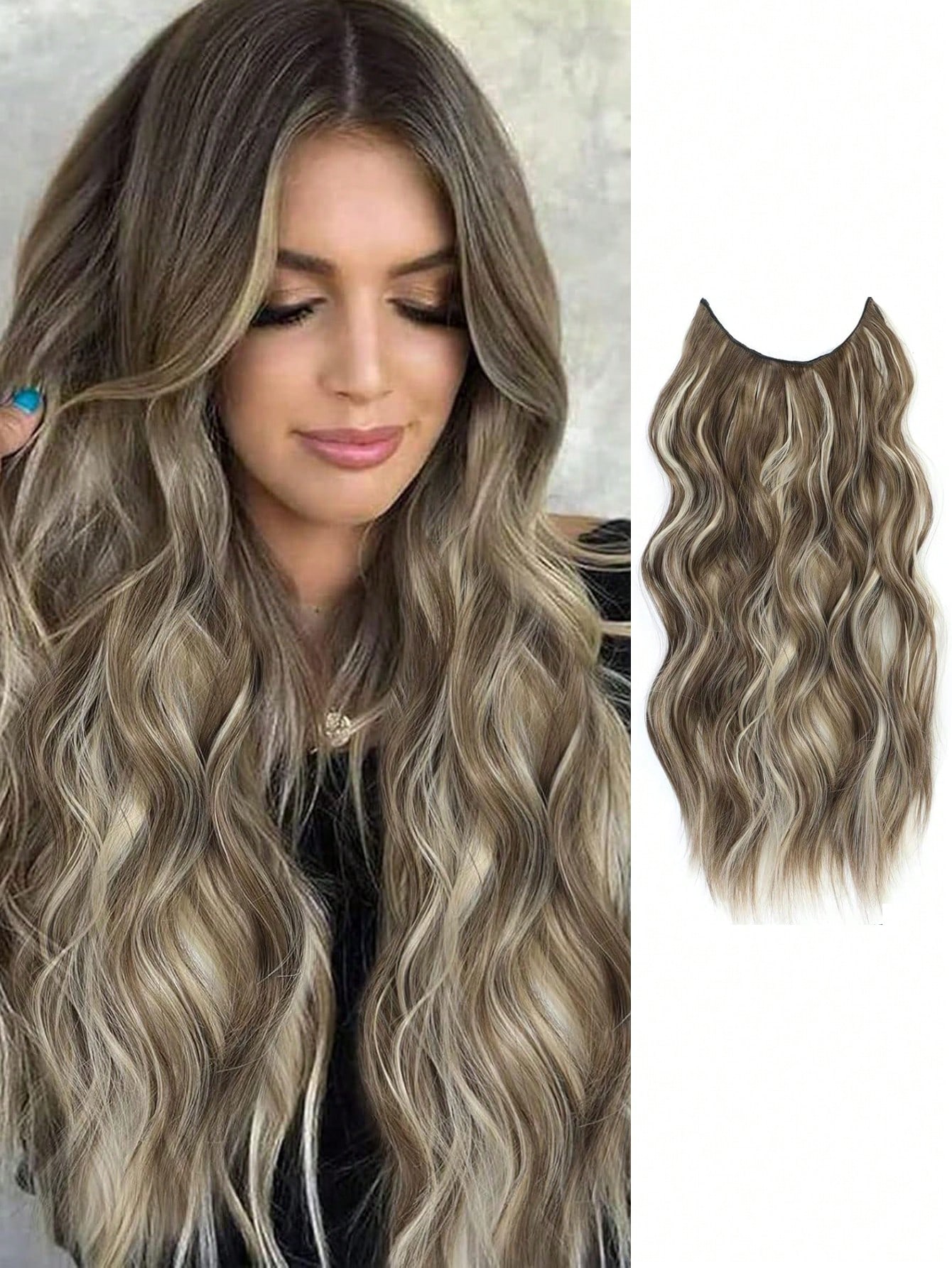 Синтетическая волна, длинные невидимые волосы для наращивания без клипс, натуральный цельный парик, наращивание волос