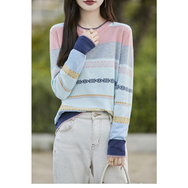 Женский свитер из чистого хлопка с радужным жаккардовым узором и круглым вырезом для осенне-зимней моды, универсальная базовая футболка, влагоотводящий топ с длинным рукавом XXL серый
Женский свитер из чистого хлопка с радужным жаккардовым узором и круглым вырезом для осенне-зимней моды, универсальная базовая футболка, влагоотводящий топ с длинным рукавом XXL серый